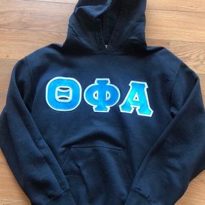 Black and turquoise Theta Phi Alpha Hoodie